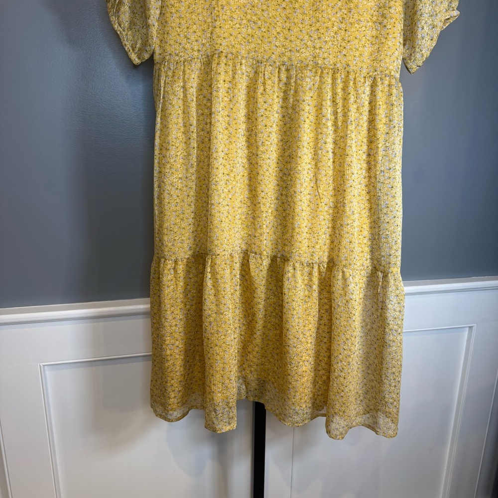 Sofie Schnoor Girls Yellow Floral Midi Dress Size 14Y‎ Tiered Short Sleeve - Picture 12 of 13